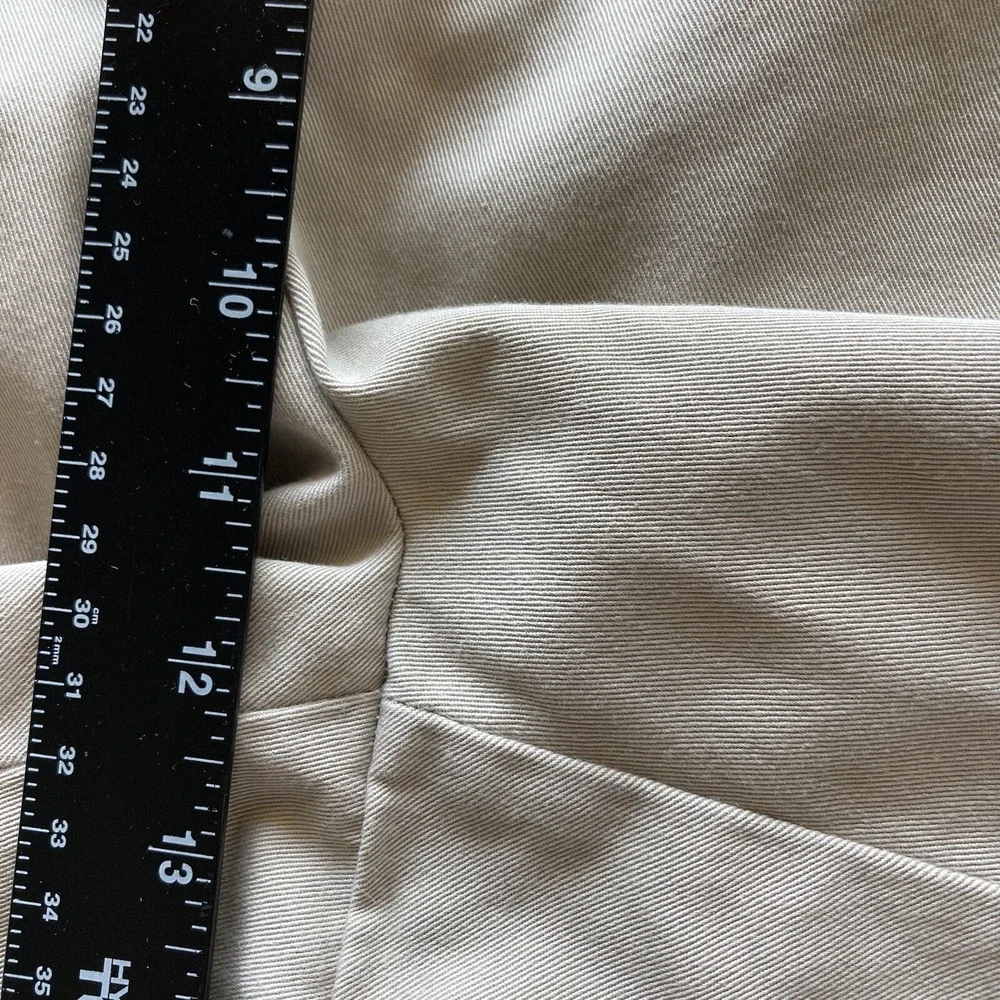 CJ Banks Womens 16 Wrinkle Free Cotton Khaki Tan High Rise Bermuda Shorts